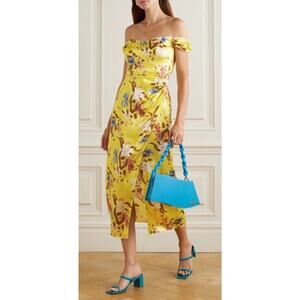 Reformation Genesis Floral Midi 100% Silk Dress Womens Size 0 NWT Spring Wedding